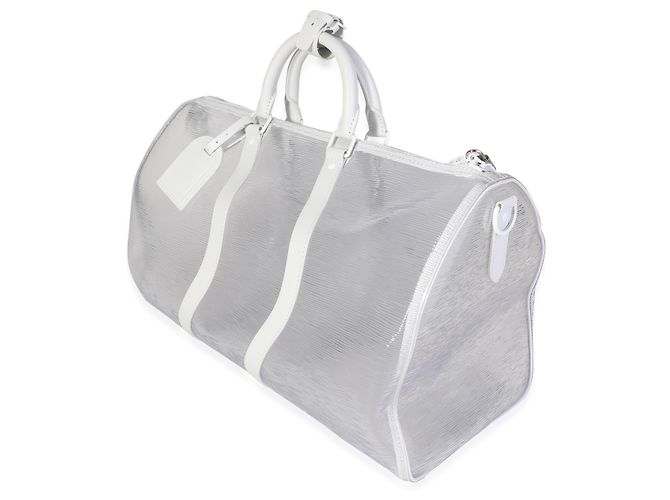 Louis Vuitton Clear Epi PVC Wavy Keepall Bandoulière 50 Bianco - vista 3