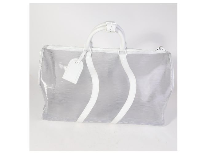 Louis Vuitton Clear Epi PVC Wavy Keepall Bandoulière 50 Bianco - vista 7