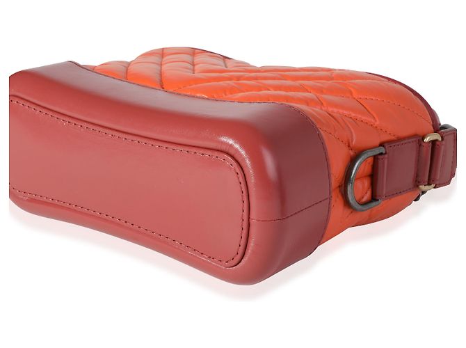Piccola borsa hobo Gabrielle Chanel in pelle di vitello invecchiata chevron arancione e rossa Rosso - vista 6