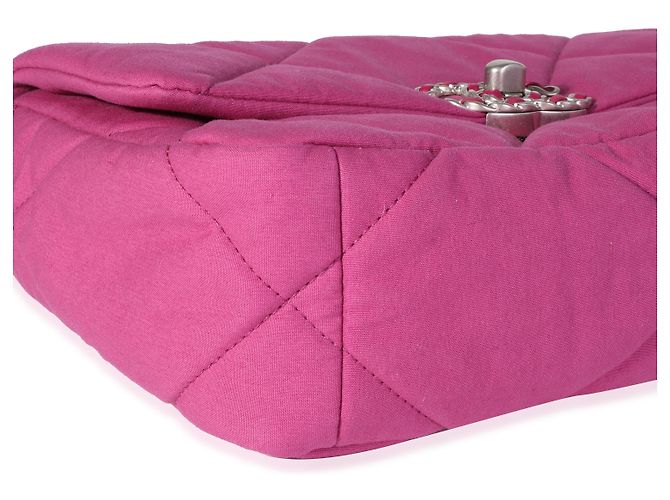 Chanel 19 Flap gesteppte Baumwolltasche Chanel Fuchsia Größe Medium Pink - Ansicht 2