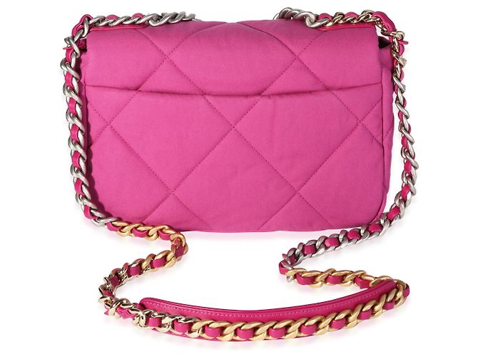 Chanel 19 Flap gesteppte Baumwolltasche Chanel Fuchsia Größe Medium Pink - Ansicht 4
