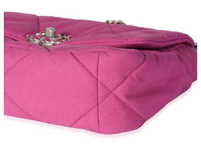 Chanel 19 Flap gesteppte Baumwolltasche Chanel Fuchsia Größe Medium Pink - Ansicht 6