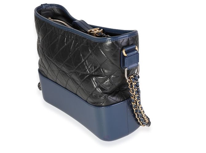Chanel Black & Blue Quilted Aged Calfskin Large Gabrielle Hobo - view 3