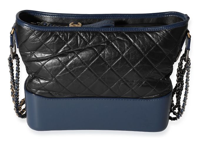 Chanel Black & Blue Quilted Aged Calfskin Large Gabrielle Hobo - view 4