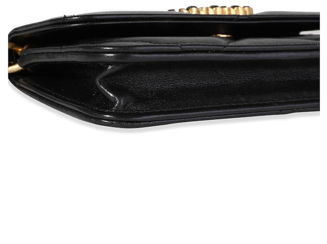 Chanel 19 Mini-Geldbeutel aus schwarzem gestepptem Lammleder mit Kette Chanel - Ansicht 6