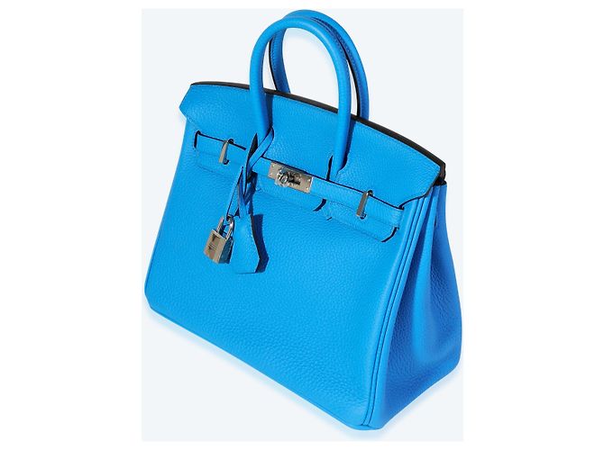 Hermès Bleu Zanzibar Togo Birkin 25 PHW Blu - vista 3