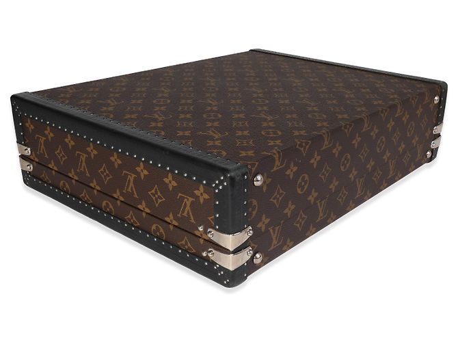 Valigetta Louis Vuitton Monogram Macassar President Marrone Nero - vista 6