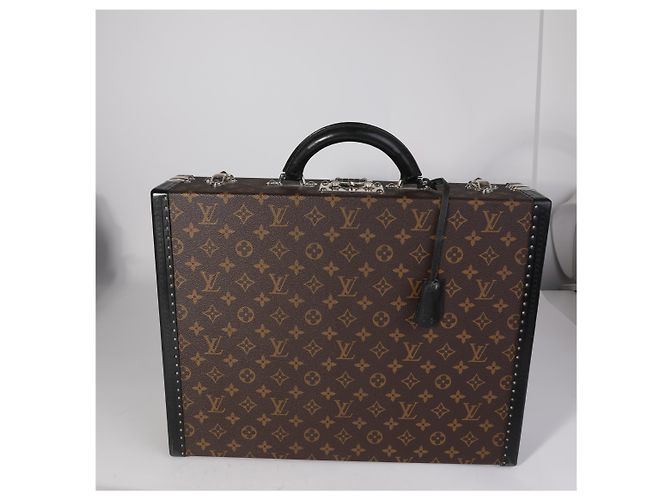Valigetta Louis Vuitton Monogram Macassar President Marrone Nero - vista 7