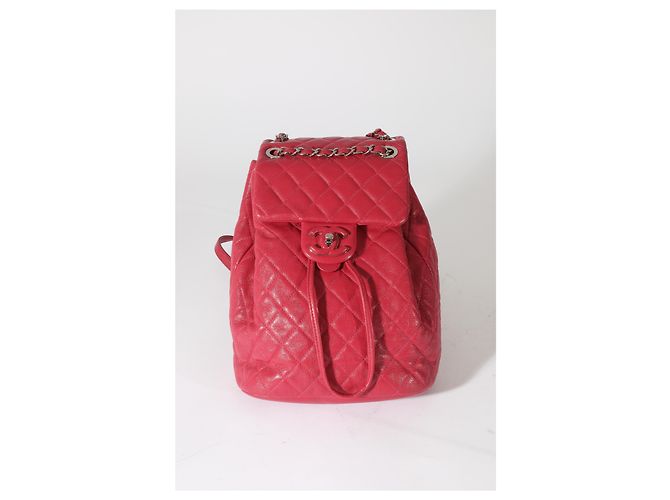 Zaino Chanel Red Quilted Calfskin Medium Covered CC Drawstring Rosa - vista 6