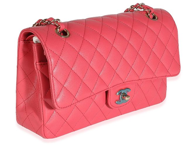 Timeless Borsa Chanel Dark Pink Quilted Caviar Medium Classic Double Flap Rosa - vista 4