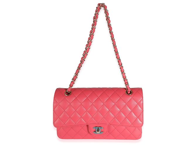 Timeless Borsa Chanel Dark Pink Quilted Caviar Medium Classic Double Flap Rosa - vista 5