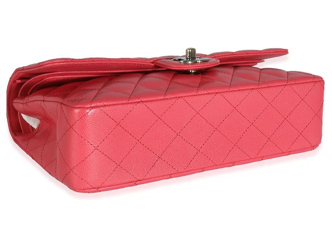 Timeless Borsa Chanel Dark Pink Quilted Caviar Medium Classic Double Flap Rosa - vista 7