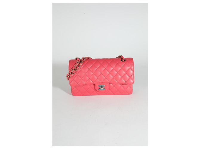 Timeless Borsa Chanel Dark Pink Quilted Caviar Medium Classic Double Flap Rosa - vista 8