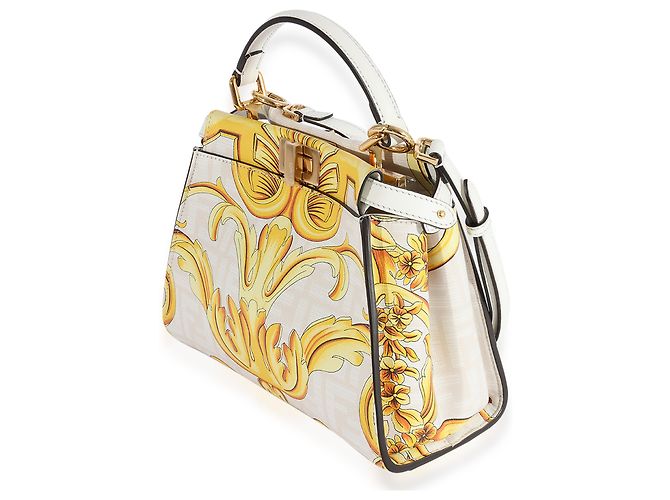 Fendi x Versace Fendace Gold Baroque & White FF Motif Mini Peekaboo - vista 2