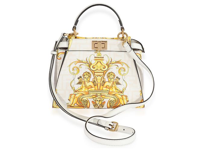 Fendi x Versace Fendace Gold Baroque & White FF Motif Mini Peekaboo - vista 3