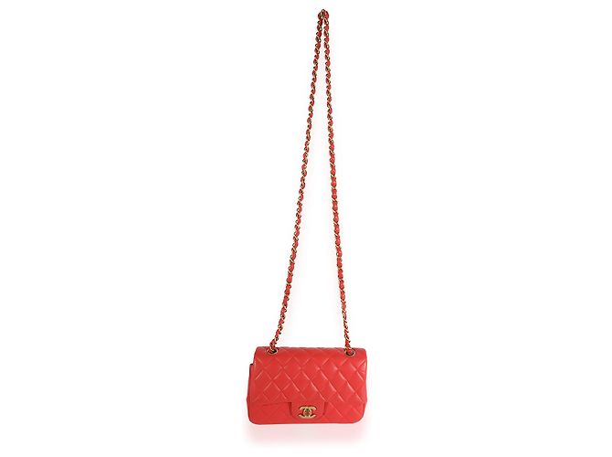 Timeless Chanel Mini Rectangular Classic Flap Bag aus gestepptem Korallen-Lammleder Pink - Ansicht 2