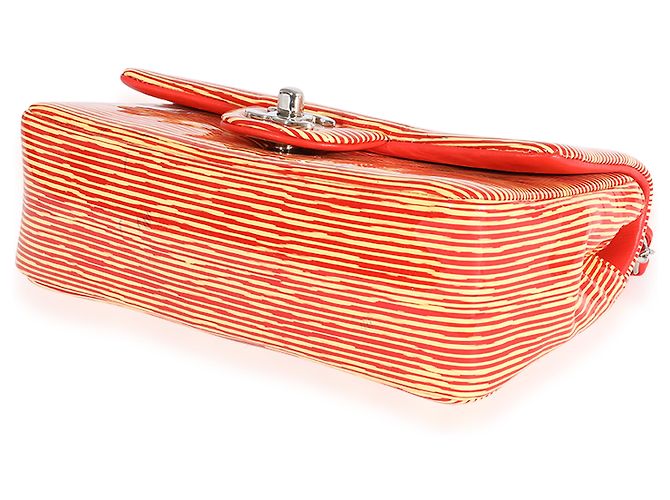 Timeless Chanel Red Striped Patent Mini Rectangular Classic Flap Bag Yellow - view 4