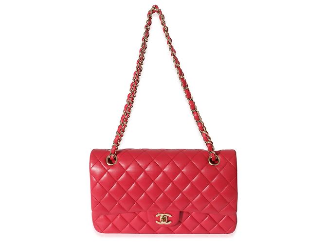 Timeless Borsa Chanel Dark Pink in agnello trapuntato Medium Classic Double Flap Rosa - vista 2