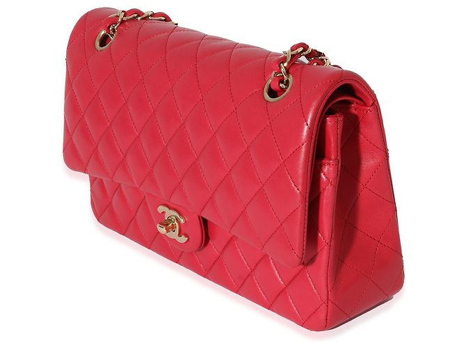 Timeless Borsa Chanel Dark Pink in agnello trapuntato Medium Classic Double Flap Rosa - vista 3