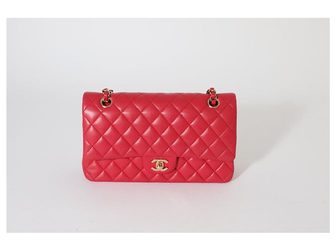 Timeless Borsa Chanel Dark Pink in agnello trapuntato Medium Classic Double Flap Rosa - vista 7