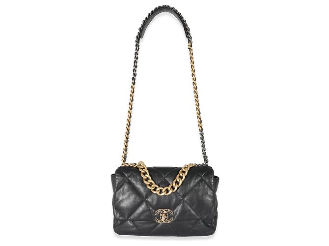 Borsa Chanel 19 Flap in agnello lucido nero grande - vista 2