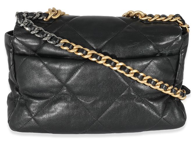 Borsa Chanel 19 Flap in agnello lucido nero grande - vista 4