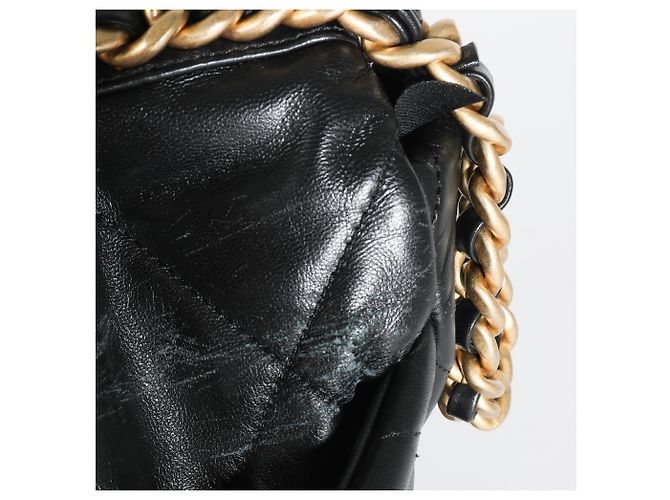 Borsa Chanel 19 Flap in agnello lucido nero grande - vista 7