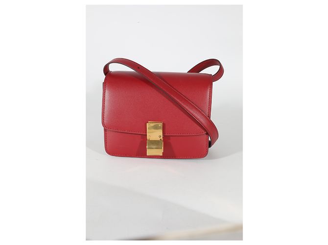 Céline Borsa Small Classic Box in pelle di vitello liscia rossa Celine Rosso - vista 6