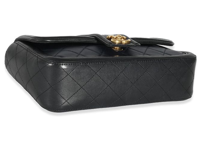 Timeless Borsa Chanel Navy Black Quilted Lambskin Medium Elegant CC Flap Bag Nero Blu - vista 7