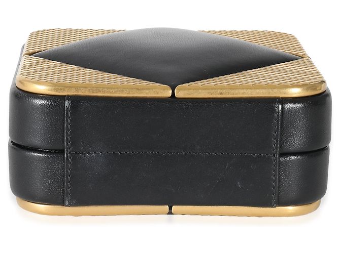 Clutch Chanel Black Lambskin Gold Metal Square CC - vista 7