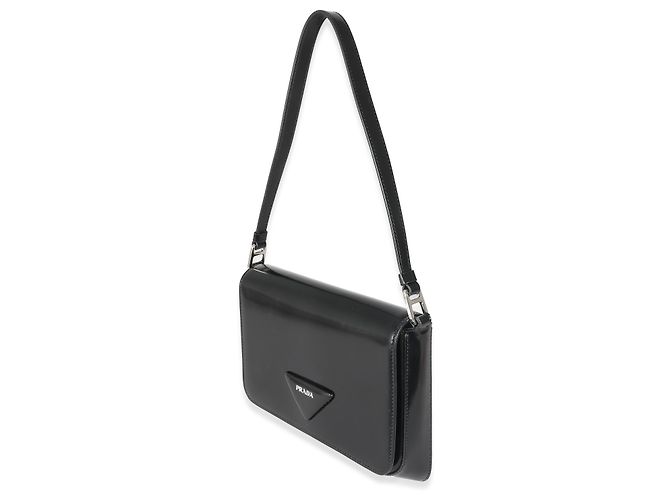 Borsa a tracolla in pelle spazzolata nera Prada Nero - vista 3
