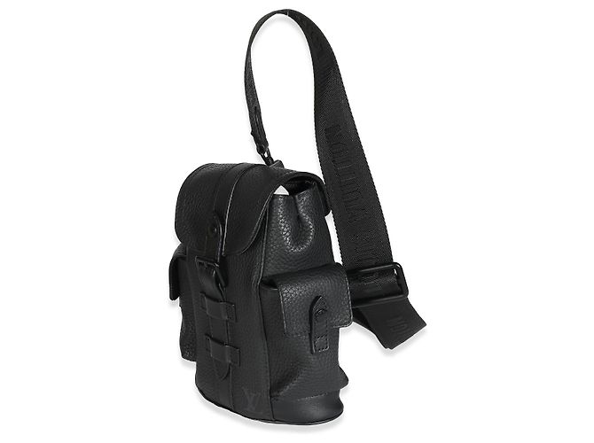 Zaino Louis Vuitton Christopher XS in pelle Taurillon nera Nero - vista 3
