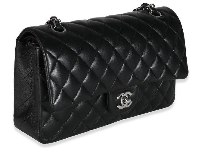 Timeless Chanel Black Quilted Lambskin Medium Classic Double Flap Tasche Schwarz - Ansicht 2