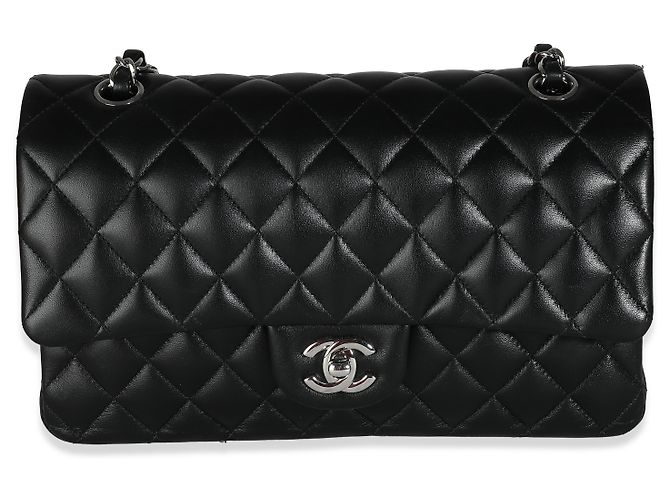 Timeless Chanel Black Quilted Lambskin Medium Classic Double Flap Tasche Schwarz - Ansicht 3