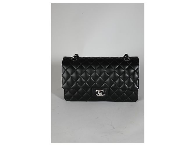 Timeless Chanel Black Quilted Lambskin Medium Classic Double Flap Tasche Schwarz - Ansicht 8