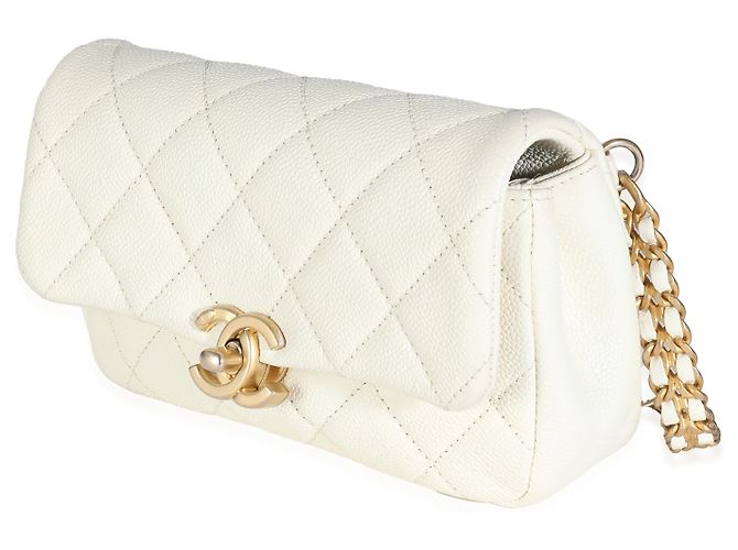 Chanel Borsa in Vita Melody in Caviar Trapuntato Bianco - vista 3