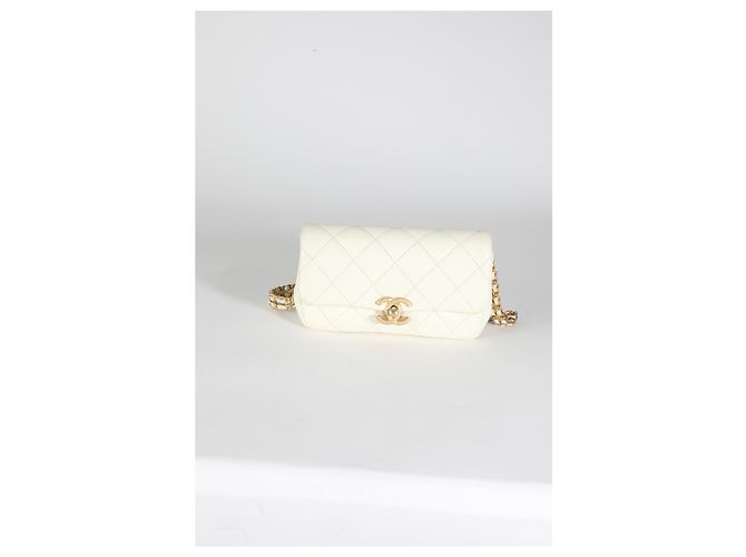 Chanel Borsa in Vita Melody in Caviar Trapuntato Bianco - vista 6