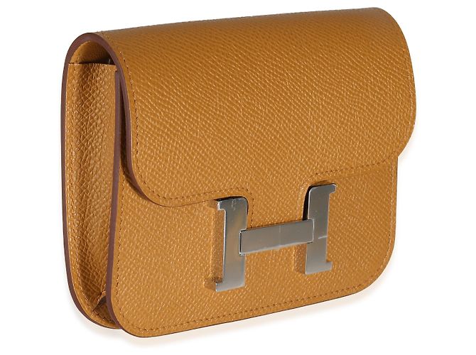 Hermès Portafoglio Constance Slim in pelle Epsom color Sesame, finiture PHW Marrone - vista 4