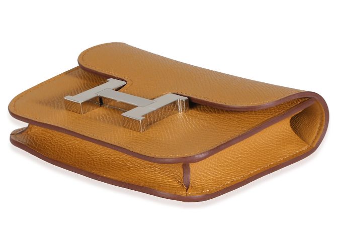 Hermès Portafoglio Constance Slim in pelle Epsom color Sesame, finiture PHW Marrone - vista 5