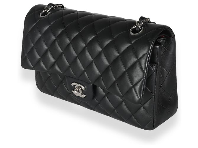 Timeless Borsa Chanel Black Quilted Lambskin Medium Classic Double Flap Nero - vista 3