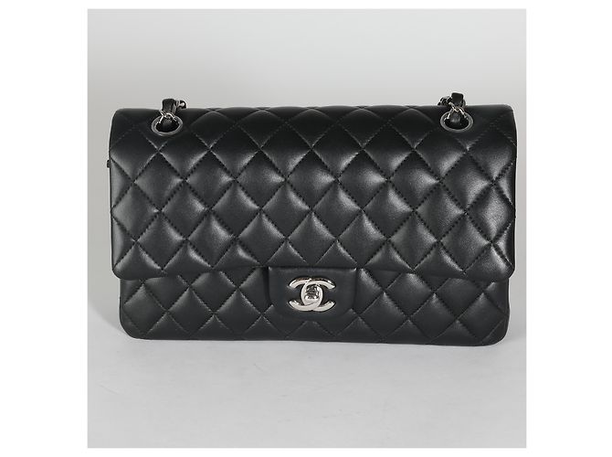 Timeless Borsa Chanel Black Quilted Lambskin Medium Classic Double Flap Nero - vista 8