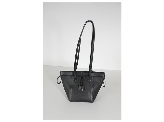 Borsa Tote Mini Origami in vitello nero Fendi Marrone - vista 7