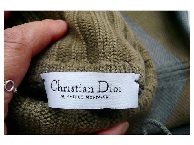 Christian Dior Herren Rollkragenpullover Gestreift Grau Kamel - Ansicht 4