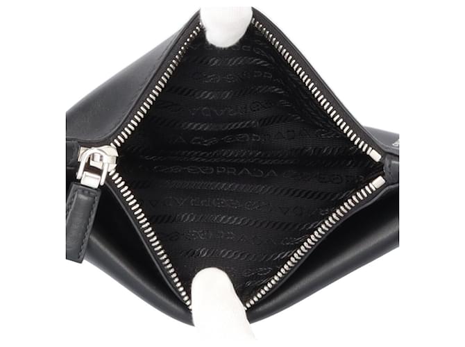Borsa a tracolla doppia Triangle Prada Nero Bianco - vista 13