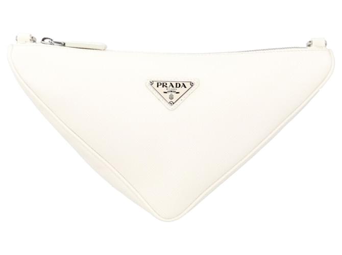 Borsa a tracolla doppia Triangle Prada Nero Bianco - vista 3