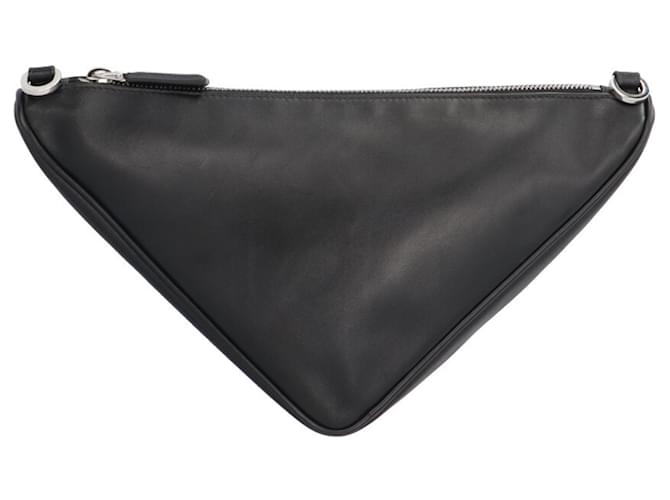 Borsa a tracolla doppia Triangle Prada Nero Bianco - vista 8
