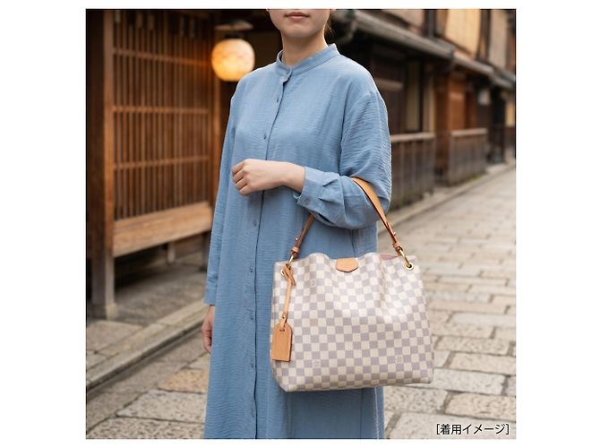 Borsa a Spalla Louis Vuitton Graceful PM Damier Azur Bianco - vista 15
