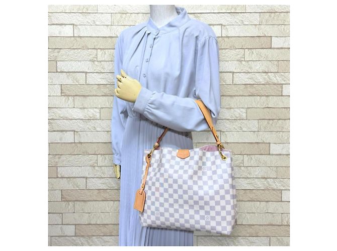 Borsa a Spalla Louis Vuitton Graceful PM Damier Azur Bianco - vista 3