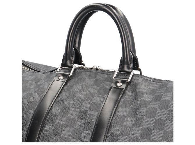 Borsa Boston Louis Vuitton Keepall Bandoulière 45 Damier Graphite Marrone Nero - vista 10