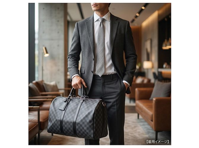 Borsa Boston Louis Vuitton Keepall Bandoulière 45 Damier Graphite Marrone Nero - vista 15